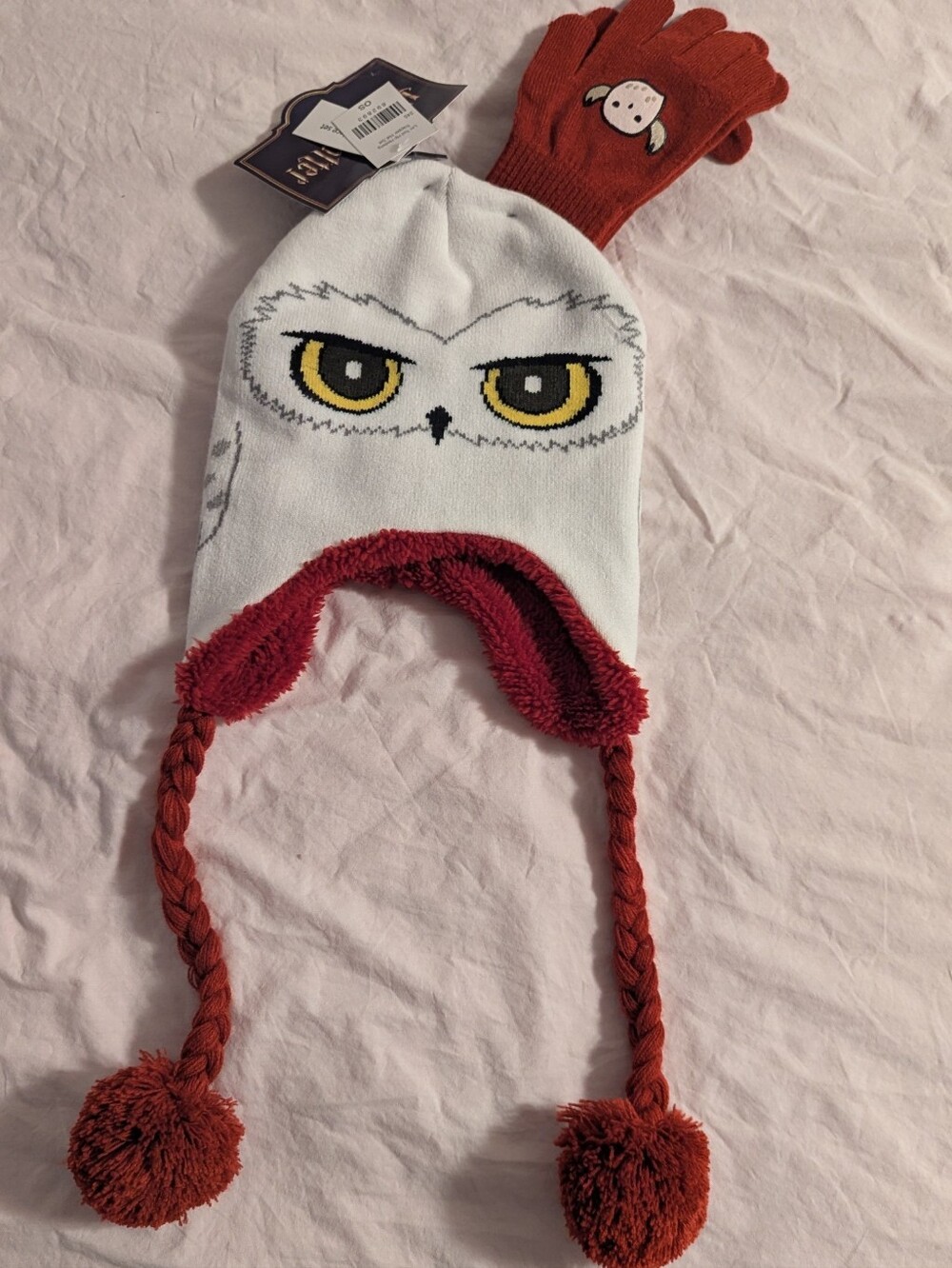 Harry Potter Hedwig Hat Set Trapper Glove Hedwig Graphics One Size Nwt